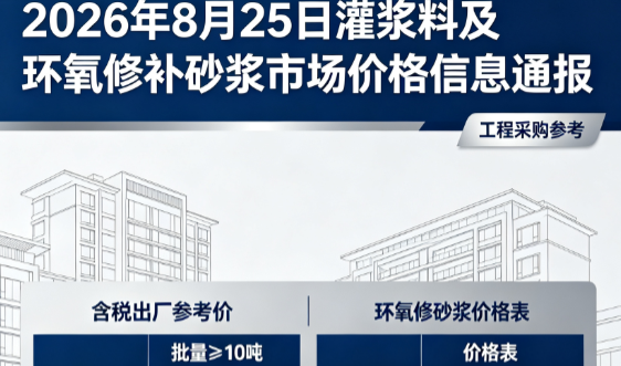 富阳2026年8月25日灌浆料及环氧修补砂浆市场价格信息通报